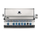 Napoleon Built-in Prestige PRO 665 RB grill with smoker tray, rotisserie, and rear infrared burner for luxury outdoor kitchens