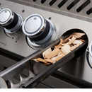 Napoleon Built-in Prestige PRO 665 RB grill with smoker tray, rotisserie, and rear infrared burner for luxury outdoor kitchens