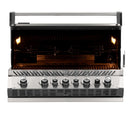 Napoleon Built-in Prestige PRO 665 RB grill with smoker tray, rotisserie, and rear infrared burner for luxury outdoor kitchens