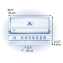 Napoleon Built-in Prestige PRO 665 RB grill with smoker tray, rotisserie, and rear infrared burner for luxury outdoor kitchens