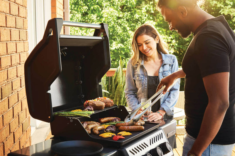 Napoleon Freestyle 365 Natural Gas Grill F365DNGT a 3-Burner Compact Gas Grill with Folding Shelves, JETFIRE Ignition, and Cast Iron Grates from DDR BBQ Supply