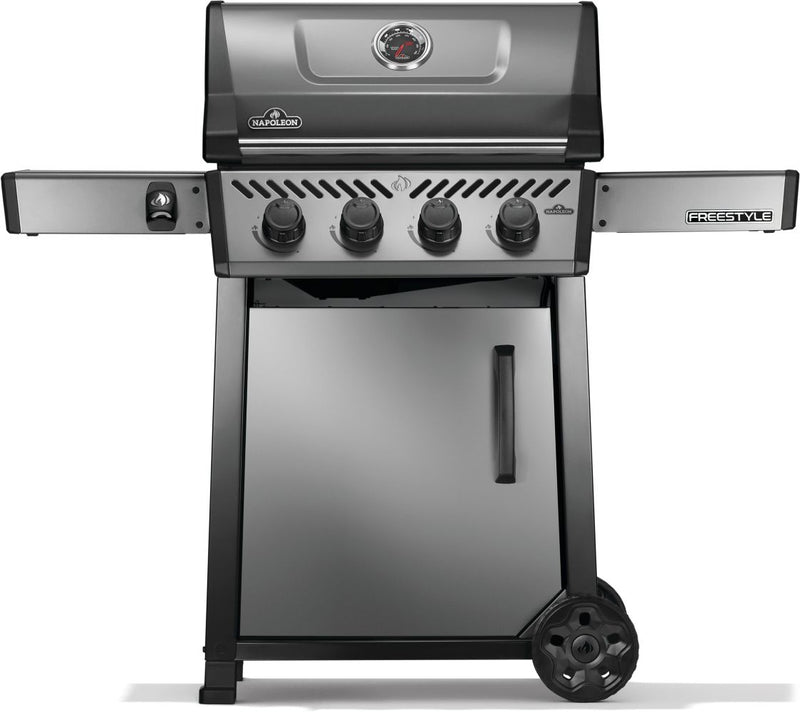 Napoleon Freestyle 425 Gas Grill a 4-Burner Grill with JETFIRE Ignition, Folding Shelves, and Cast Iron Grates from DDR BBQ Supply