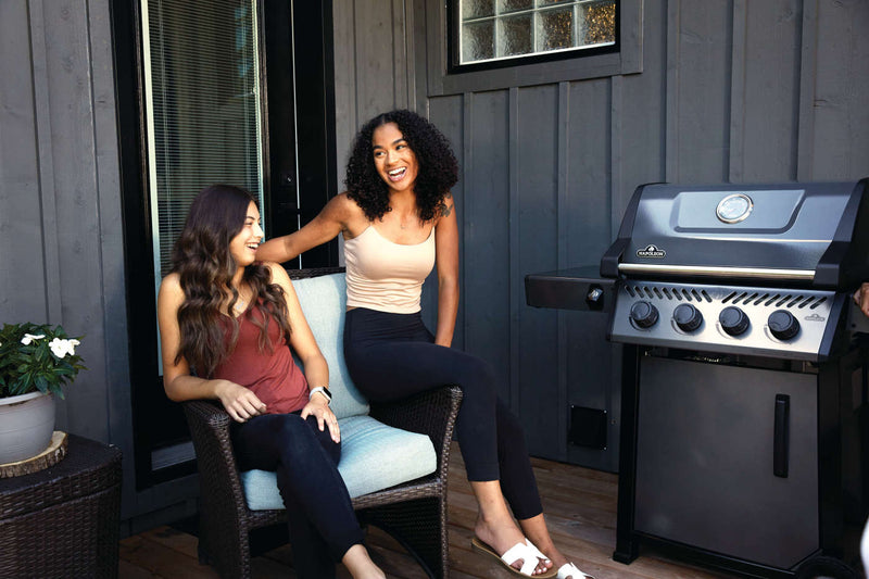 Napoleon Freestyle 425 Gas Grill a 4-Burner Grill with JETFIRE Ignition, Folding Shelves, and Cast Iron Grates from DDR BBQ Supply