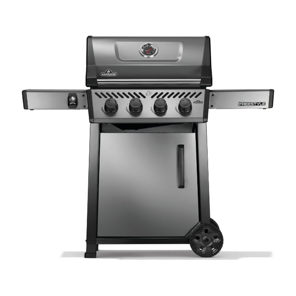 Napoleon Freestyle 425 Gas Grill a 4-Burner Grill with JETFIRE Ignition, Folding Shelves, and Cast Iron Grates from DDR BBQ Supply