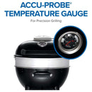 Napoleon PRO22 charcoal kettle grill with adjustable cast iron grates and rotisserie-ready lid