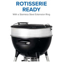 Napoleon PRO22 charcoal kettle grill with adjustable cast iron grates and rotisserie-ready lid