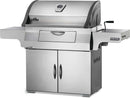 Napoleon Professional 605 Large Charcoal Grill stainless steel charcoal cart grill with rear rotisserie burner and adjustable charcoal tray