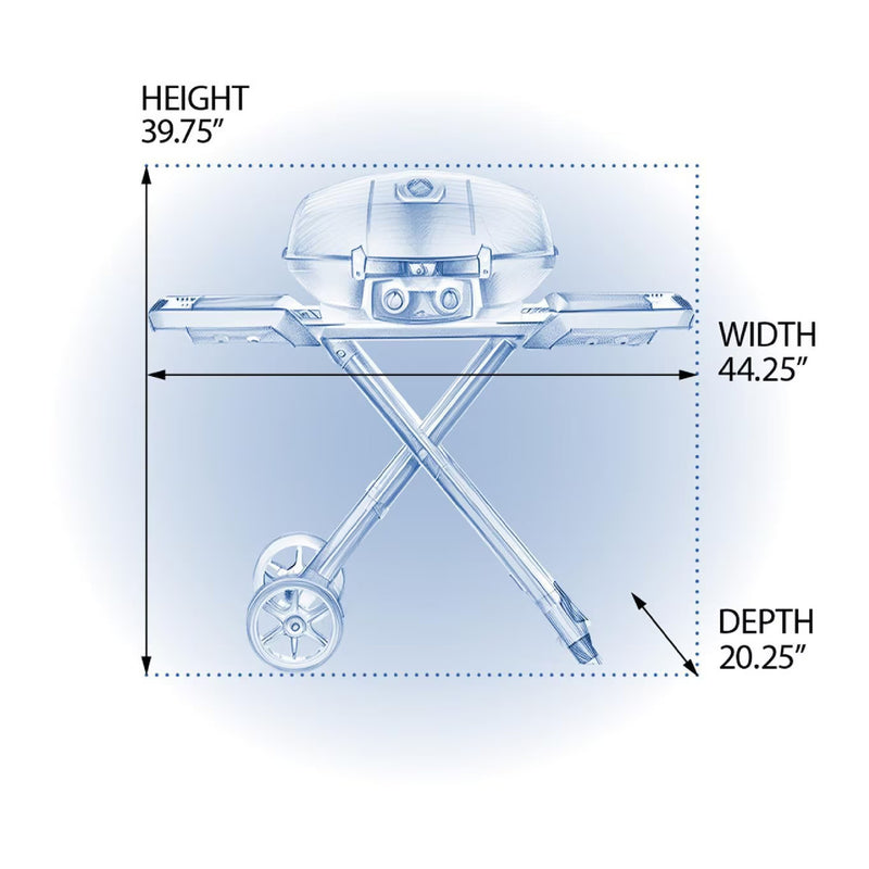 Napoleon Phantom TravelQ Pro 285X Portable Freestanding Propane Gas Grill - Matte Black - PRO285X-BK dimensions