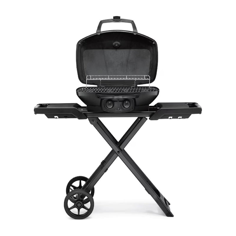 Napoleon Phantom TravelQ Pro 285X Portable Freestanding Propane Gas Grill - Matte Black - PRO285X-BK open front view