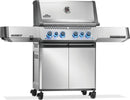 Napoleon Prestige 500 RSIB grill with 6 burners, rotisserie kit, LED knobs, and infrared side and rear burners