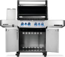 Napoleon Prestige 500 RSIB grill with 6 burners, rotisserie kit, LED knobs, and infrared side and rear burners
