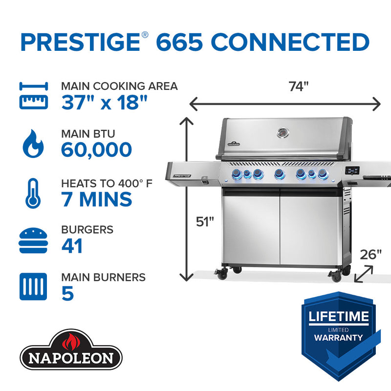 Napoleon Prestige 665 Connected RSIB Gas Grill P665VXRSIBNSS P665VXRSIBPSS DDR BBQ Supply
