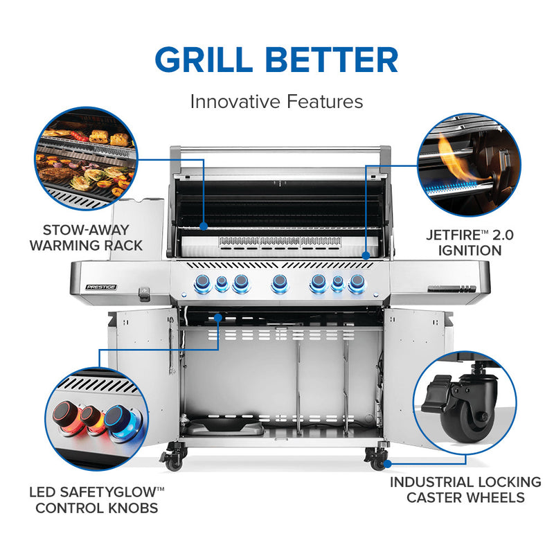 Napoleon Prestige 665 Stainless Steel Gas Grill with Infrared Side and Rear Burners at DDR BBQ Supply
