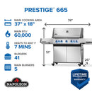 Napoleon Prestige 665 Stainless Steel Gas Grill with Infrared Side and Rear Burners at DDR BBQ Supply