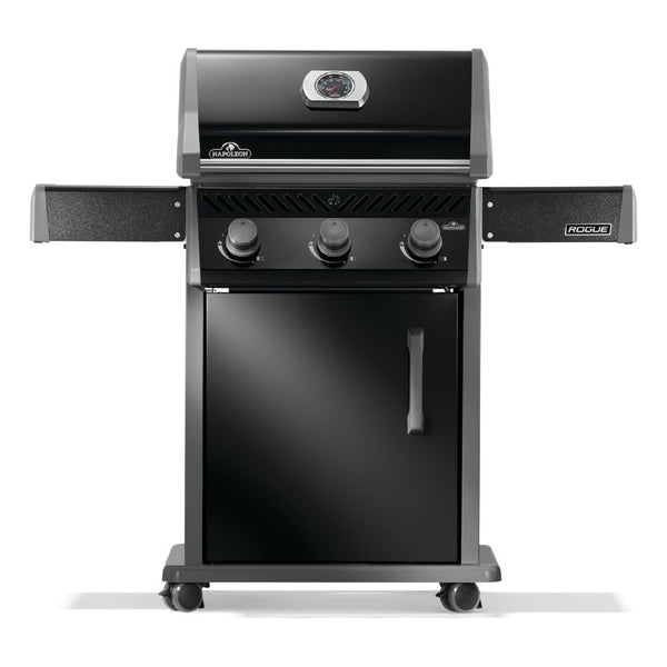 Napoleon Rogue 425 Gas Grill a 3-Burner Stainless Steel Grill with JETFIRE Ignition, WAVE Grids, Folding Shelves, and Dual-Level Sear Plates from DDR BBQ Supply