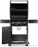 Napoleon Rogue 425 gas grill with foldable side shelves and porcelain cast iron grates at DDR BBQ Supply