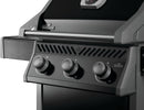 Napoleon Rogue 425 gas grill with foldable side shelves and porcelain cast iron grates at DDR BBQ Supply