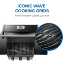 Napoleon Rogue 425 gas grill with foldable side shelves and porcelain cast iron grates at DDR BBQ Supply