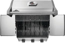 Napoleon Rogue 425 stainless steel gas grill with foldable side shelves and cast iron grates at DDR BBQ Supply