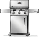 Napoleon Rogue 425 stainless steel gas grill with foldable side shelves and cast iron grates at DDR BBQ Supply