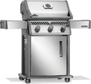 Napoleon Rogue 425 stainless steel gas grill with foldable side shelves and cast iron grates at DDR BBQ Supply