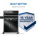 Napoleon Rogue 525 Gas Grill a 4-Burner Stand Alone Grill with JETFIRE Ignition, Folding Shelves, and Dual-Level Sear Plates from DDR BBQ Supply
