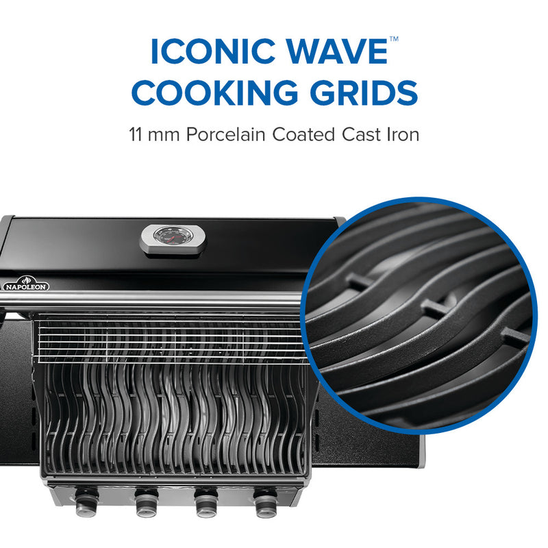 Napoleon Rogue 525 Gas Grill a 4-Burner Stand Alone Grill with JETFIRE Ignition, Folding Shelves, and Dual-Level Sear Plates from DDR BBQ Supply