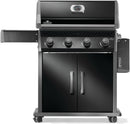 Napoleon Rogue 525 black gas grill with stainless steel cooking grates available in propane or natural gas at DDR BBQ Supply