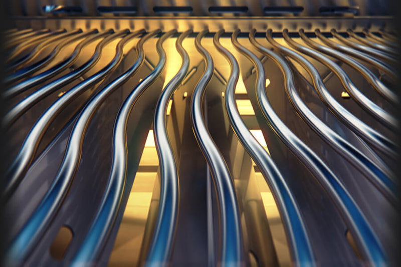 Napoleon Rogue 525 black gas grill with stainless steel cooking grates available in propane or natural gas at DDR BBQ Supply