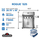 Napoleon Rogue 525 stainless steel gas grill with four burners available at DDR BBQ Supply