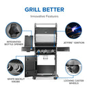 Napoleon Rogue PRO 425 SIB black gas grill with infrared side burner available in propane or natural gas at DDR BBQ Supply