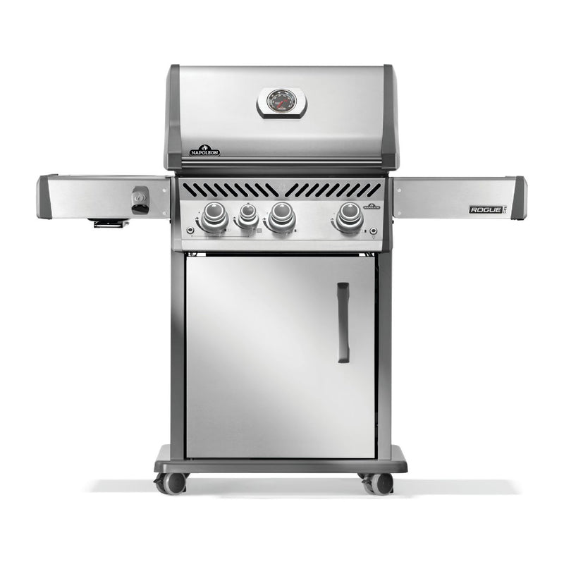 Napoleon Rogue PRO 425 stainless steel gas grill with infrared side burner available in propane or natural gas at DDR BBQ Supply