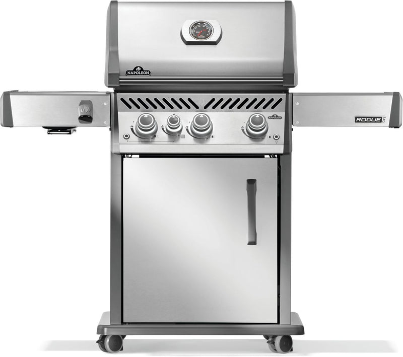 Napoleon Rogue PRO 425 stainless steel gas grill with infrared side burner available in propane or natural gas at DDR BBQ Supply