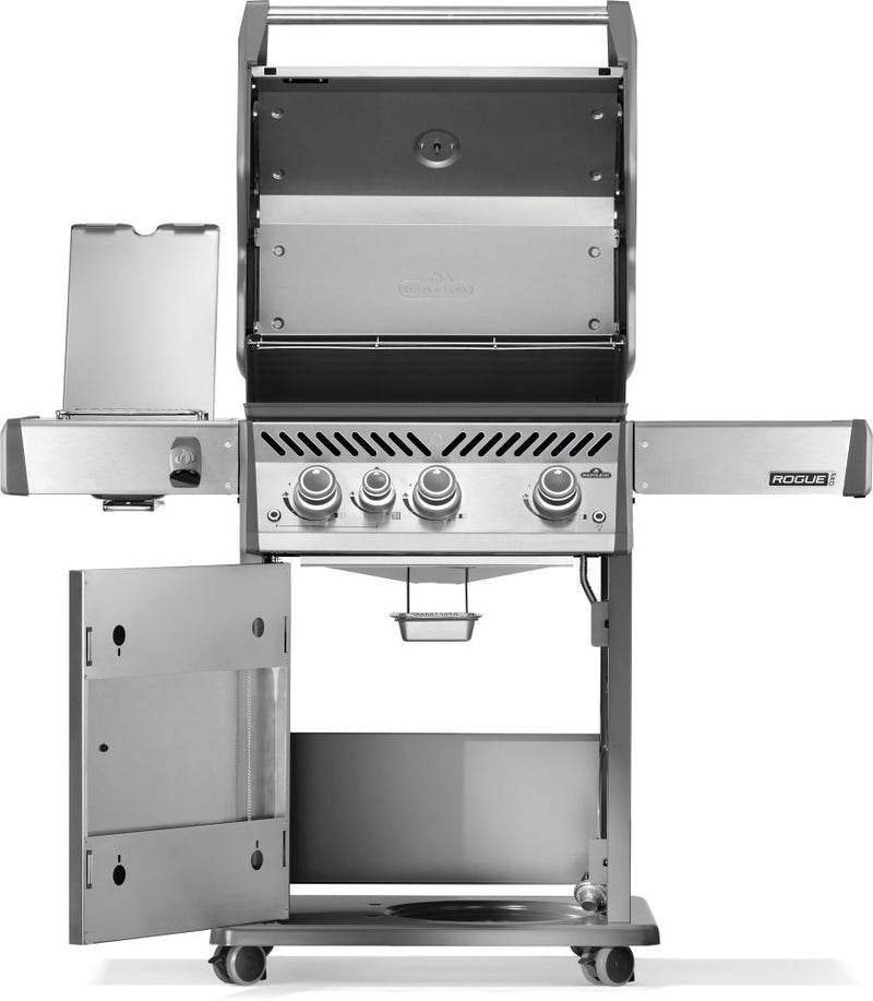 Napoleon Rogue PRO 425 stainless steel gas grill with infrared side burner available in propane or natural gas at DDR BBQ Supply