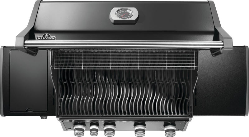 Napoleon Rogue PRO 525 black gas grill with infrared side burner available in propane or natural gas at DDR BBQ Supply