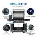Napoleon Rogue PRO 525 black gas grill with infrared side burner available in propane or natural gas at DDR BBQ Supply
