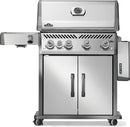Napoleon Rogue PRO 525 stainless steel gas grill with infrared side burner and stainless steel cooking grates available in propane or natural gas at DDR BBQ Supply