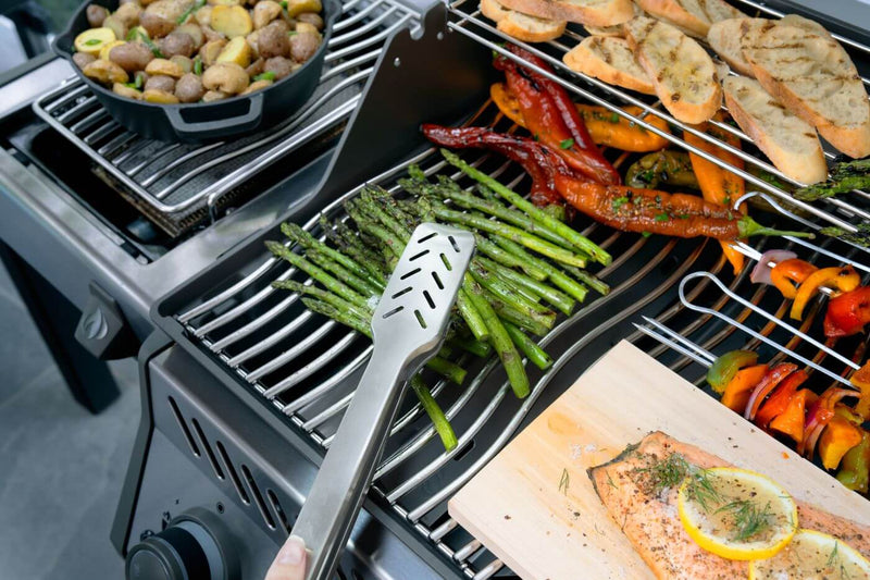 Napoleon Rogue PRO 525 stainless steel gas grill with infrared side burner and stainless steel cooking grates available in propane or natural gas at DDR BBQ Supply