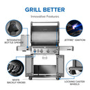 Napoleon Rogue PRO 525 stainless steel gas grill with infrared side burner and stainless steel cooking grates available in propane or natural gas at DDR BBQ Supply
