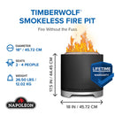 Napoleon Timberwolf Smokeless Portable Fire Pit 18 inch stainless steel at DDR BBQ Supply specs