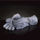 Napoleon grey leather BBQ gloves with long forearm protection and hanging loops