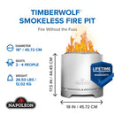 Napoleon Timberwolf Smokeless Portable Fire Pit 18 inch stainless steel at DDR BBQ Supply specs