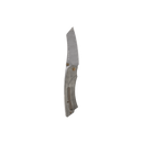 The Messermeister Ojai Damasteel Folder - 3.75" features a textured silver handle and a partially open Damascus blade, shown on a plain white background—an ideal everyday carry knife from Messermeister.