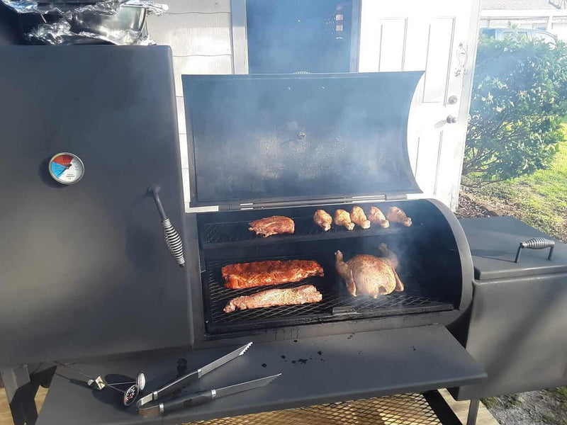 Old Country BBQ Pits Angus Smoker at DDR BBQ Supply – heavy-duty welded offset smoker with vertical chamber and massive cooking capacity