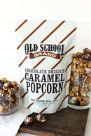 Old School Brand Chocolate Drizzle Caramel Popcorn caramel corn with chocolate drizzle at DDR BBQ Supply