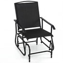Relax outdoors with the DirectDeals Outdoor Glider Chair with Metal Frame and Armrests, featuring a mesh seat and back for gentle rocking—ideal patio seating.
