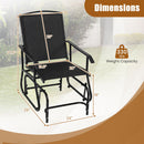 The DirectDeals Outdoor Glider Chair with Metal Frame and Armrests features a mesh seat, measures 37.5”H, 25” backrest, 19.5”W seat, 24”W overall, and supports up to 330 lbs—perfect for patio seating.