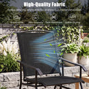 The DirectDeals Outdoor Glider Chair with Metal Frame and Armrests features breathable, tear-resistant fabric—shown with blue airflow graphics and green leaves—making it ideal for stylish, comfortable patio seating.