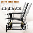 Side view of DirectDeals Outdoor Glider Chair with Metal Frame and Armrests in motion, showing sturdy construction and smooth-gliding mechanism for extra patio comfort.