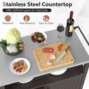 The DirectDeals Outdoor Grill Cart with Storage Cabinet Shelves and Stainless Steel Top-Brown features a rustproof, heat-resistant surface—ideal for food prep and easy to clean, perfect by the grill or patio table.